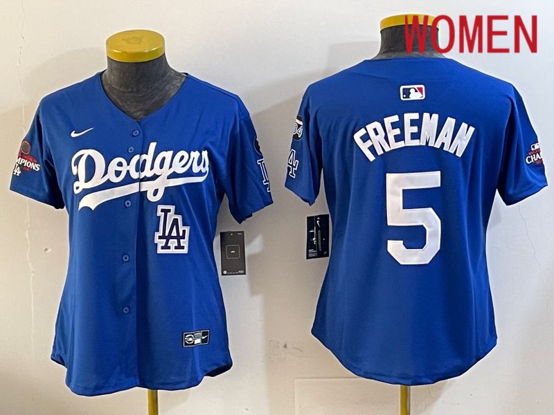 Women Los Angeles Dodgers #5 Freeman Blue Game 2024 Nike MLB Jersey style 1205